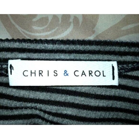 CHRIS & CAROL STRIPE TUNIC SZ.M EUC.  Black & Gray with pink elbow patches - Picture 3 of 3